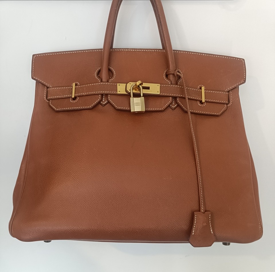 Hermes Birkin 30 Natural Ardenne Leather Gold Hardware Handbag