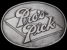 JC01134 VINTAGE 1970s  PRO'S PICK  TRADEMARK PEWTER BELT BUCKLE