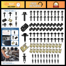 100 PCS Car Body Screws  Bolts Set, Bumper Fender U-Nuts, Splash Shield Kit for