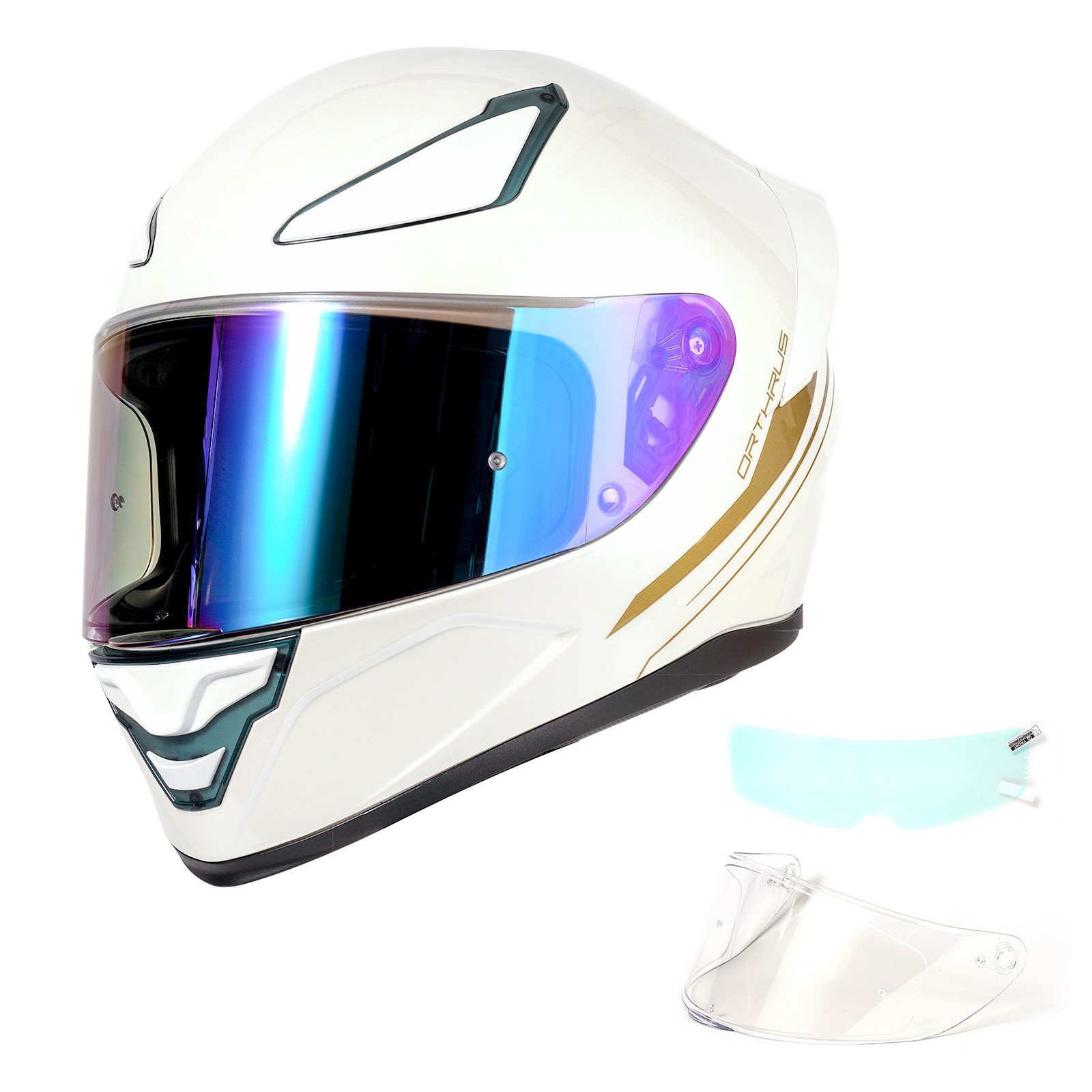 DOT Full Face Motorcycle Helmet White Street Bike Racing Adv