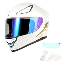 Casco de motocicleta DOT Full Face blanco bicicleta de calle carreras aventura hombres mujeres