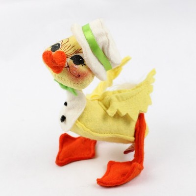 Annalee Mobilitee Puppe 1991 Feder Gelb Ente 6 '' Fliegen Und Hut