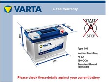 Battery fits FERRARI 328 812 F355 CALIFORNIA 612 GTC4 575 F430 Varta 096