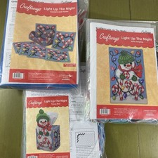 Set of 3 Craftways Light Up The Night Christmas Plastic Canvas Kits Sealed New