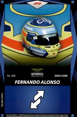 2025 Uno Elite Core F1 Formula 1 BLUE Fernando Alonso Racing Helmet #006 Card