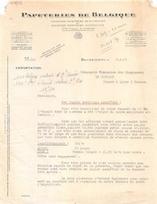 Invoice 1941 PAPETERIES DE BELGIQUE A BRUSSELS - FRENCH COMPANY OF D