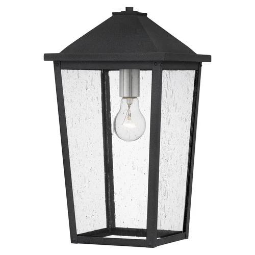 Mottled Black One Light Outdoor Hanging Lantern from the Stoneleigh Collection - Picture 5 of 6