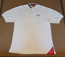 Tommy Hilfiger International Games Polo Shirt American USA Flag White Sz Medium
