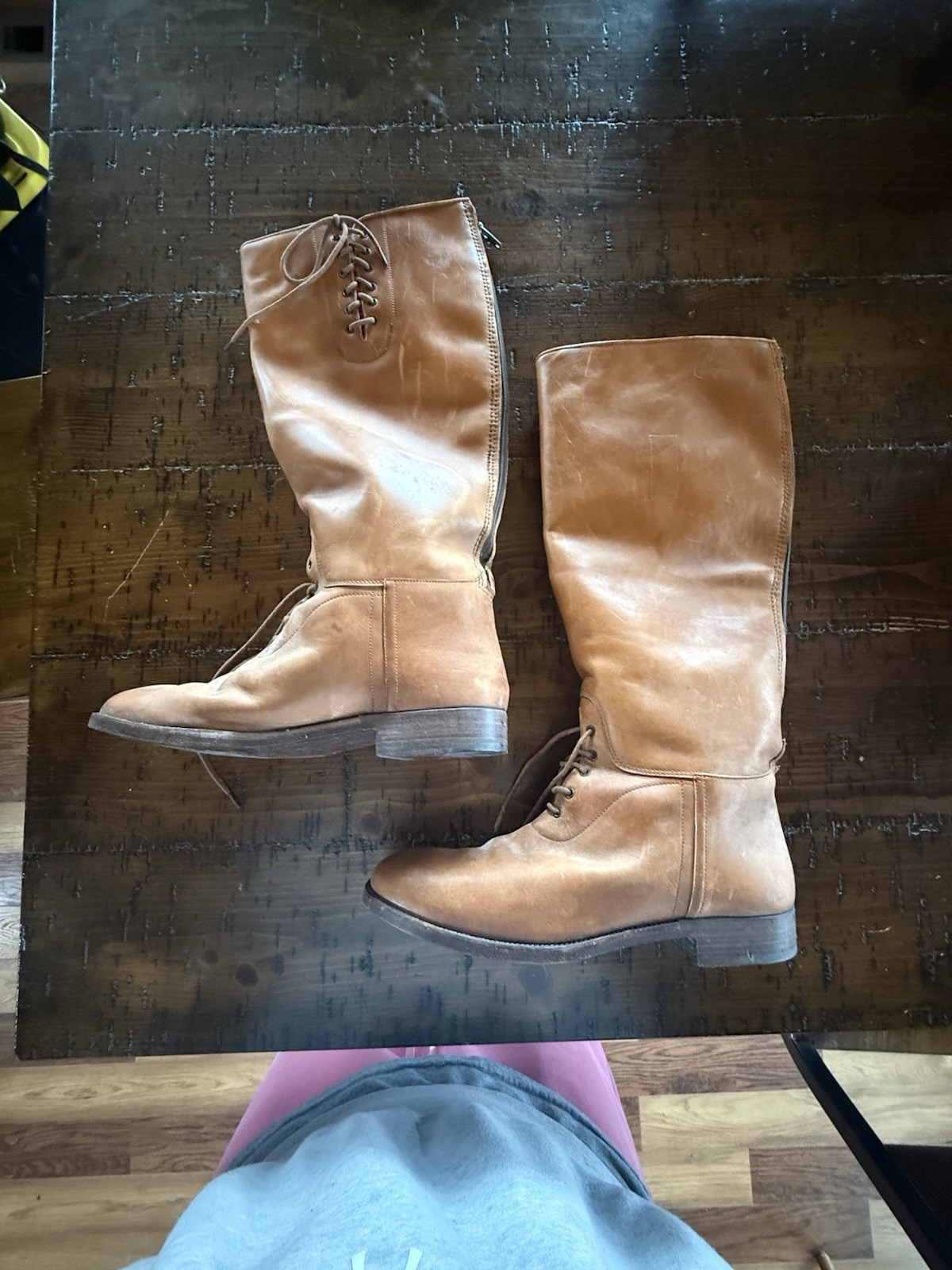 Polo Ralph Lauren Tall Riding Boots Women’s 9D Brown Leather Lace Up Italy