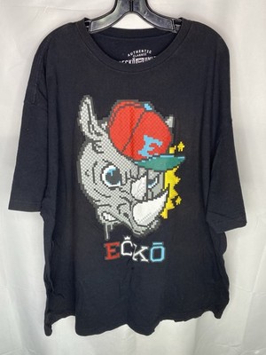 Marc Ecko Unltd 8-Bit Pixelated Pixel Video Game Rhino T-Shirt Size 3XL Black