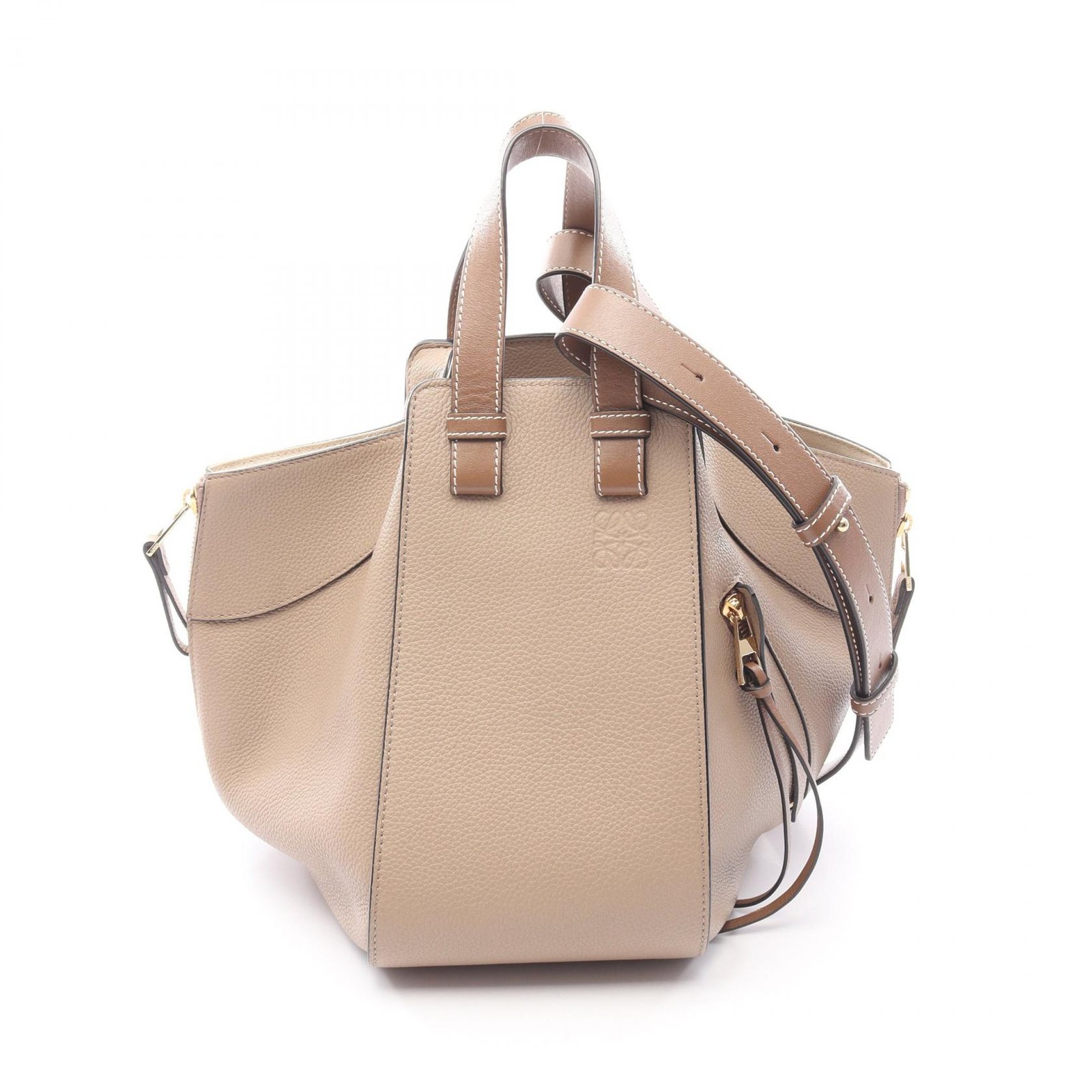 LOEWE Hammock small Shoulder crossbody Handbag leather Beige Brown Used Women