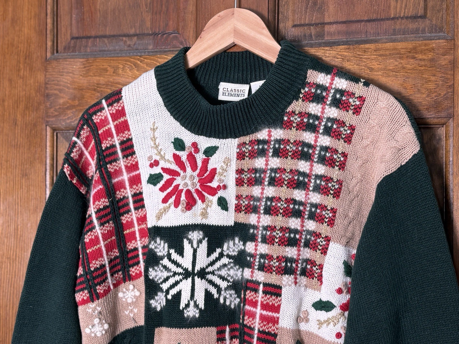 Vintage Classic Elements Patchwork Christmas Swea… - image 7