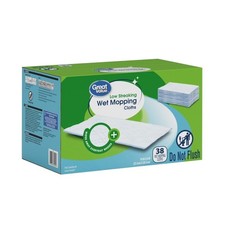 Low Streaking Wet Mopping Cloths, 38 Count, Heavy Duty Cleaning Wipes,
