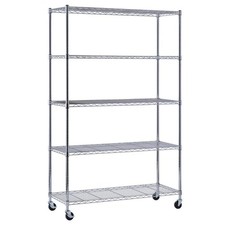 Mobile 5-Tier Steel Chrome Garage Storage Shelving Unit (48 in. Wx72 in. Hx18 in
