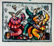 Michael Kachan Having Fun Limited Hand Signed Serigraph on Paper Musician Art