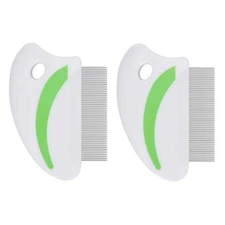 2 Pack Flea Lice Comb, Stainless Steel Dog Cat Grooming Combs with Rounded Teeth