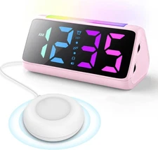 Super Extremely Extra Loud Alarm Clock for Very Heavy Sleeper 5 Dimmers, 2 displ