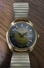 Vintage 1970s Timex Watch Quartz Yellow Dial gold tone