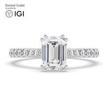 Emerald Diamond Engagement Ring 18k White Gold Labgrown 1.80 Ct Solitaire