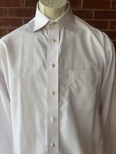 Jos A Bank Shirt Travelers Collection Tailored Fit 17"/35" LongS: White Pink EC
