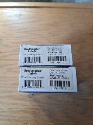 2 Total Boxes Bradymarker  WIRE MARKING LABELS WML-211-292-1  (250 per box)