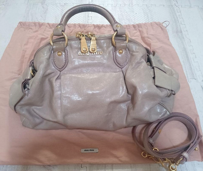 miumiu サイドリボンバッグ MIUMIU/ミュウミュウ】 サイドリボン 2way セミショルダー トート