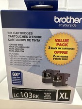 NEW BROTHER LC103BK 2-PACK BLACK INK Cartridges XL Exp 09/2026