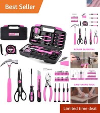 Tool Set Pink-40 Piece - General Household Hand Tool Kit with Plastic Toolbox...