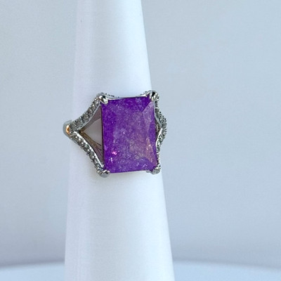 Bomb Party Ring Sz 9 ''Enchanted Glamour'' RG29182 Lavender Ice Crystal on Rhodium