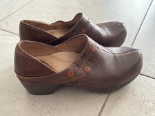 Women's Dansko Brown Leather Clogs Flower Detail Comfort Shoes US 7.5-8 EUR 38