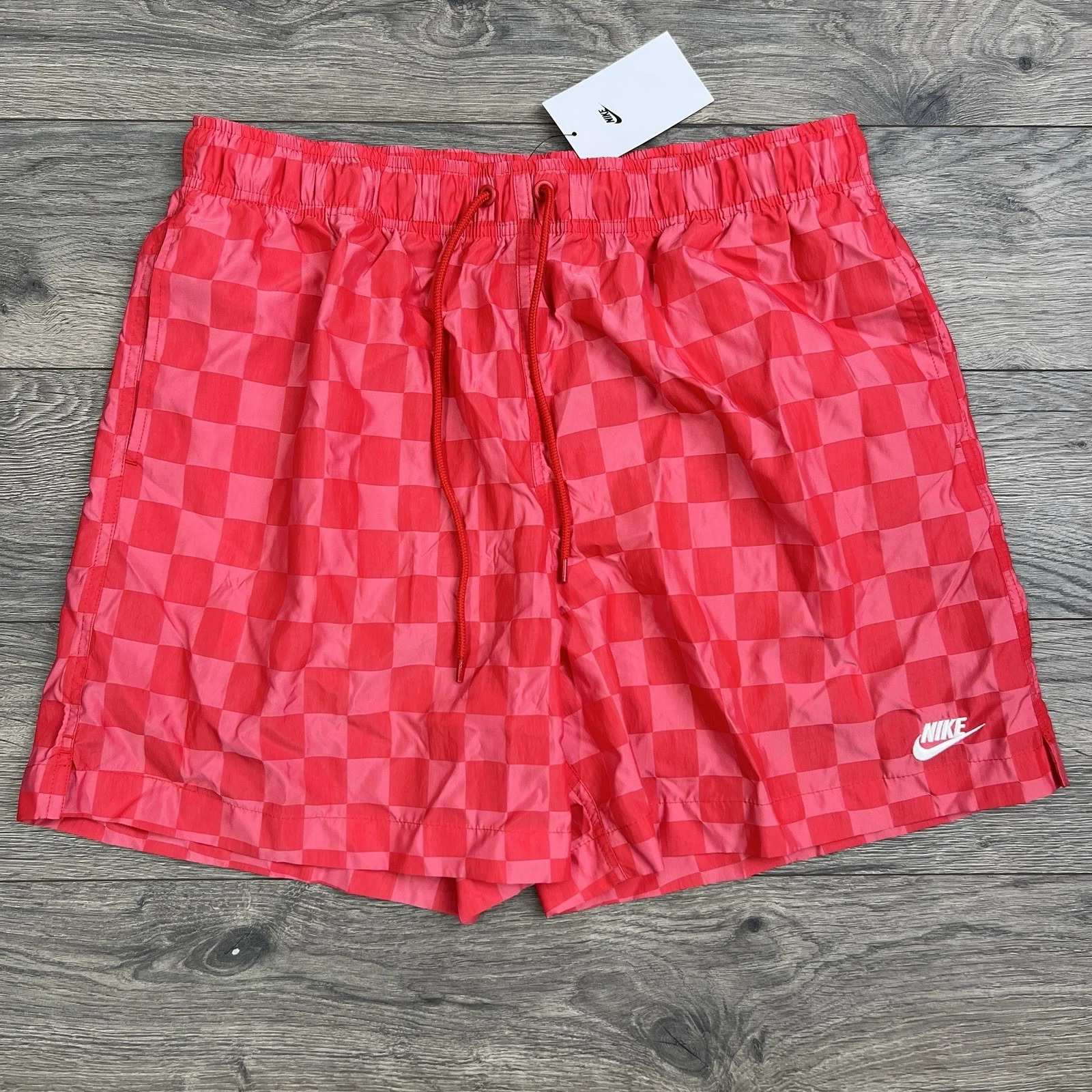 Nike Shorts Sz Medium Mens University Red White Club Flow Checkers $60