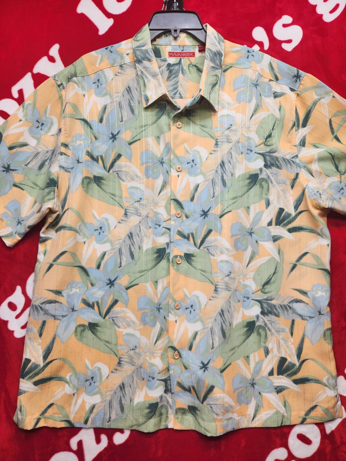 Havanera Shirt Mens XXL Hawaiian Style Floral Beach Vacation Summer Button Up