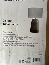 Hampton Bay 20"Grey Table Lamp w/Mixed White w/Ceramic Base