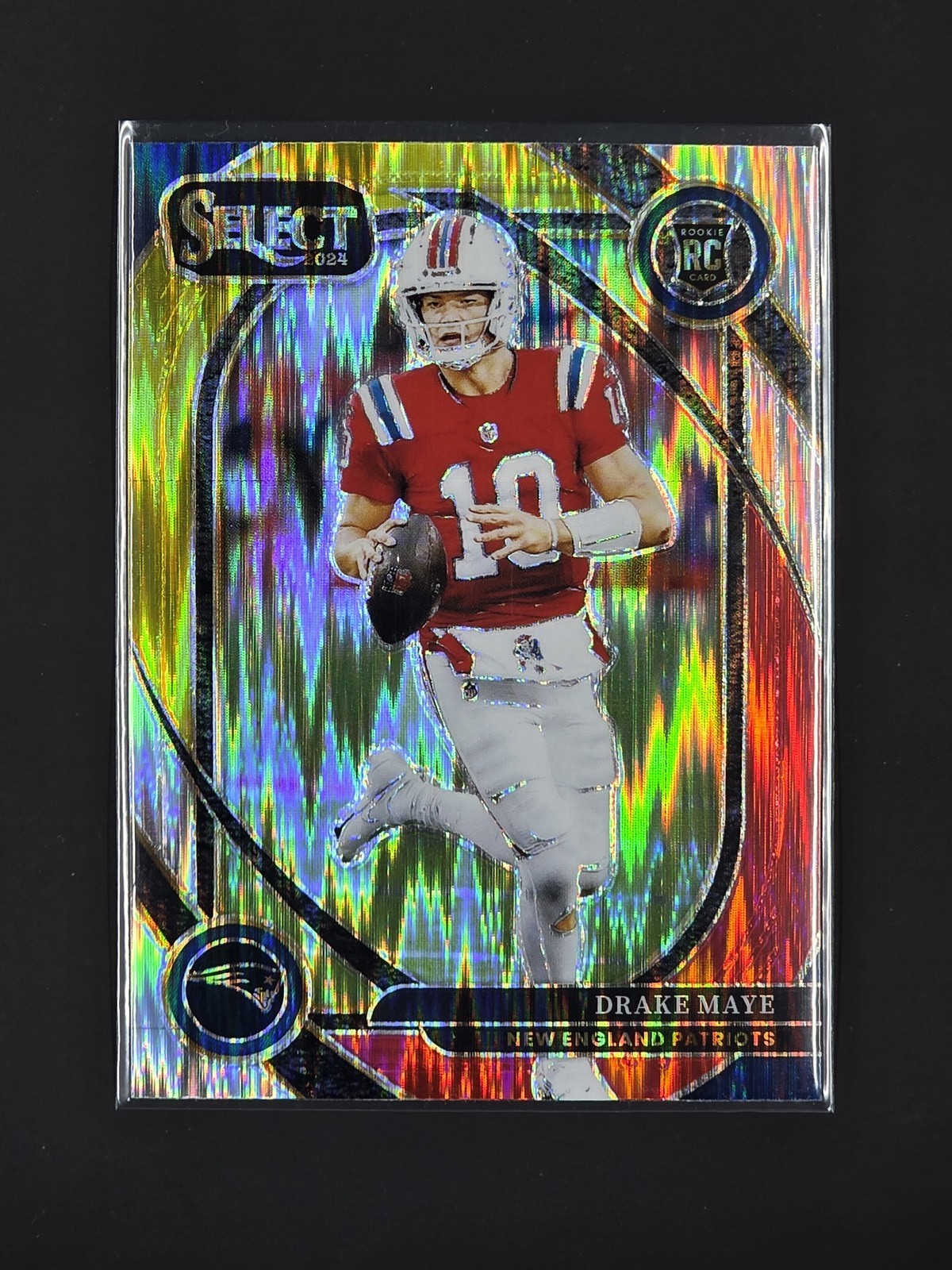 2024 Panini Select - Club Level Drake Maye #218 Red & Yellow Shock Prizm (RC)