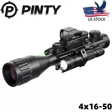 4-16x50 EG Rifle Scope w.Holographic 4 Reticle HD Sight Green Laser Flashlight