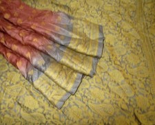 BVH WEARABLE PURE SILK Vintage Sari 5yds 21SEP3307 X15 E595 Coffee Grey ABCKB