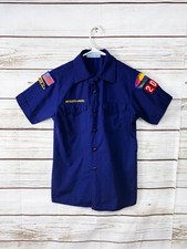 Boy Scouts Of America Boys Shirt Size LG 14-15 Blue Collared Pockets Button Up