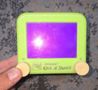 Vintage Ohio Art Pocket Etch A Sketch #516 Lime Green Case Purple Screen Works