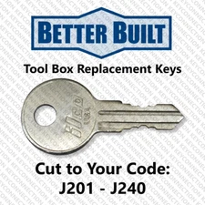 Better Built Truck Tool Box Replacement Key Cut to Code J201 - J240