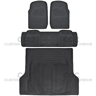 Max Duty Rubber Floor Mats for CAR SUV Truck w/ Cargo Liner 5 Piece Set Black