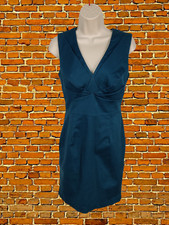 WAREHOUSE SIZE UK 10 TEAL SLEEVELESS FORMAL OCCASION V NECK PENCIL WORK DRESS