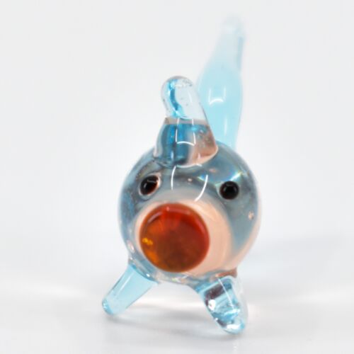 Estatuilla de vidrio soplado mini micro lámpara de pez rosa hecha a mano - Imagen 2 de 6