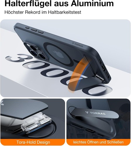 TORRAS Lstand für iPhone 16 Pro Hülle für MagSafe Titan-Ständer Leicht Robust St - Bild 7 von 9