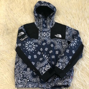 blue bandana north face jacket
