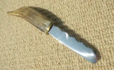   CUSTOM -WSR-Antler Handle ,Chinked  Knife thick blade, Camper,Hiker,Trail Hike