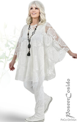 LAGENLOOK Überwurf Tunika Shirt MAGNA ecru weiss XL 3XL 48 50 52 54 56 58 60 62