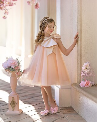 Petit Maison Kids Jackie Peach dress and headband BNWT size 8 | eBay