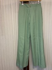 Vintage 70  s 80  s Polyester Flare Leg Pale Avocado Green Pants Womens Size 10 12
