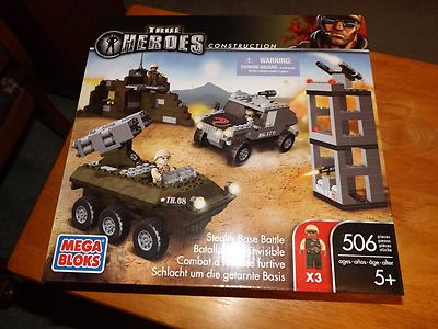 MEGA BLOKS, TRUE HEROES, STEALTH BASE BATTLE, 506 PIECES, NEW IN BOX, 2013