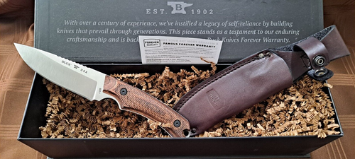 Buck 663 Alpha Guide Pro S35VN Flat Ground Blade Walnut Handle Made In U.S.A. - Picture 2 of 7